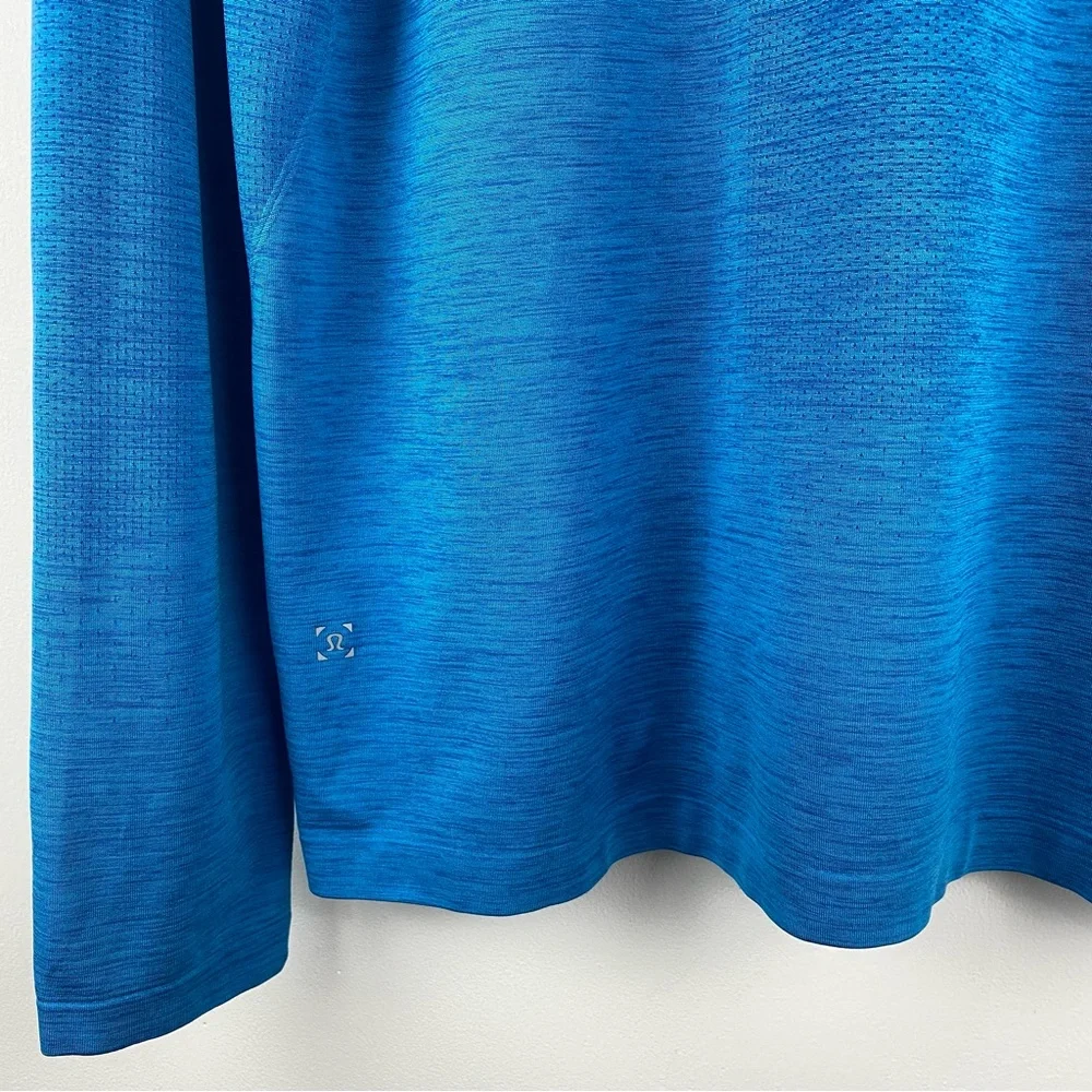 Lululemon size XL Men’s Heathered Blue Metal Vent Tech 1/2 Zip Long Sleeve Top - Picture 6 of 8